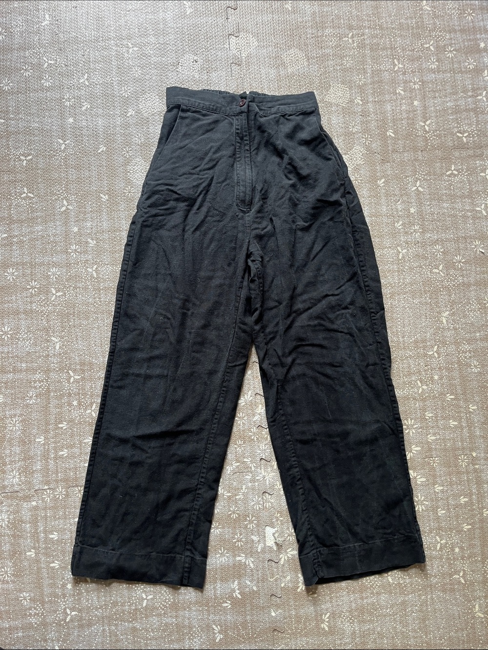 Ali Golden silk noil black crop pants XS